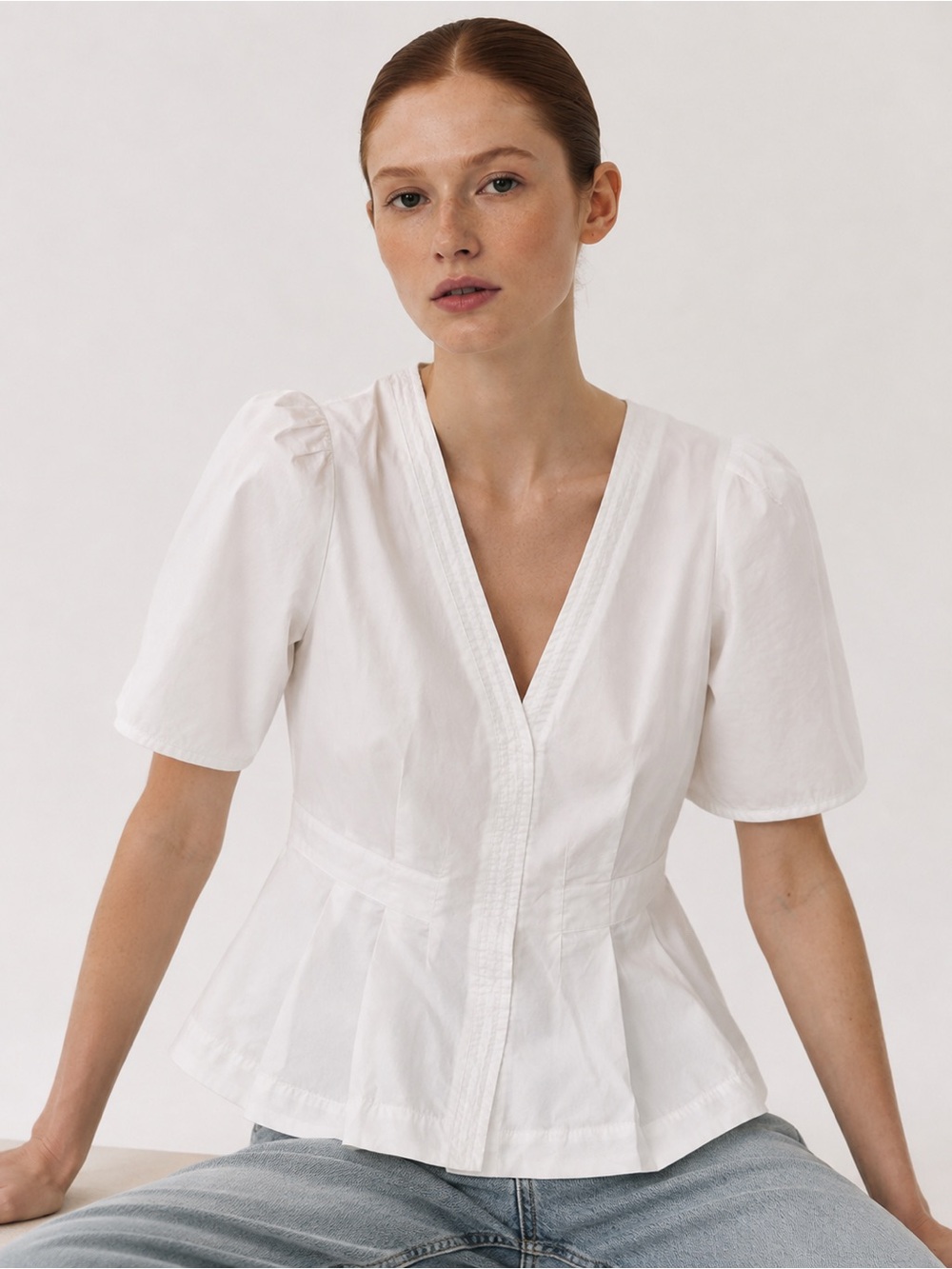 Ted Baker White Top with Puff Sleeve
